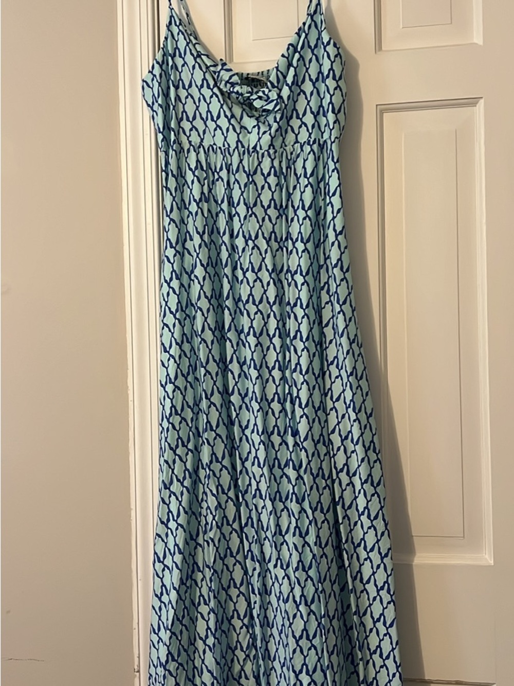 Vineyard Vines Light Blue and Navy Geometric Maxi Dress